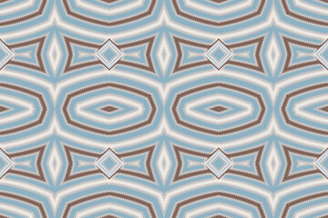 Ikat ethnic seamless pattern design. Abstract geometric Aztec fabric carpet mandala ornaments textile decorations wallpaper. Tribal boho native