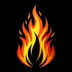 Fire flames on black background