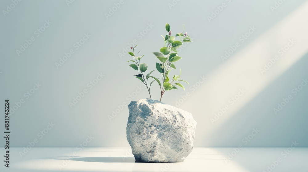 Aufkleber illuminated stone pedestal for elegant product display in 3d rendering with soft natural lighting, g