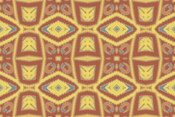 Ikat ethnic seamless pattern design. Abstract geometric Aztec fabric carpet mandala ornaments textile decorations wallpaper. Tribal boho native