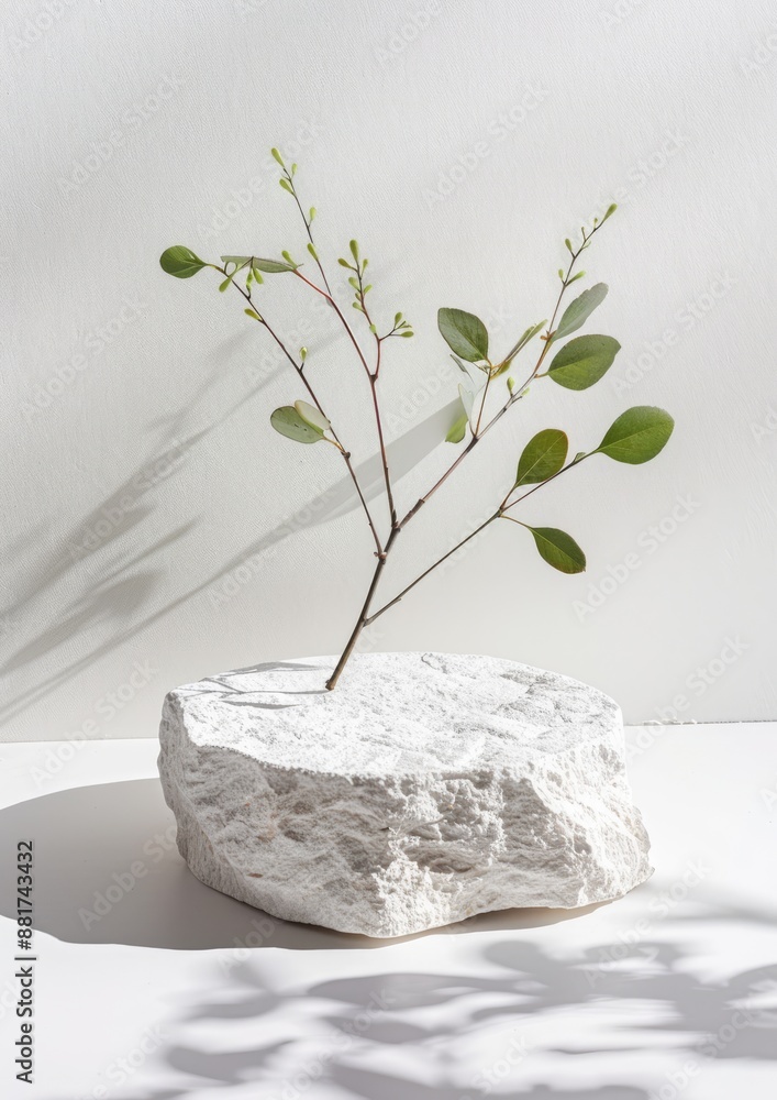 Poster elegant stone podium with soft focus background for serene product display in 4k resolution, generat