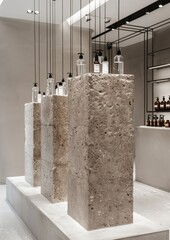 Illuminated Stone Platform for Stylish Product Display with 3D Art Integration, Generative Ai