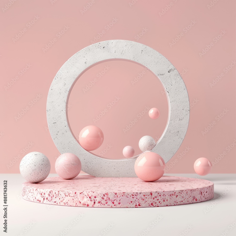 Poster elegant 3d illustration of smooth stone podium with subtle gradients for product display, generative