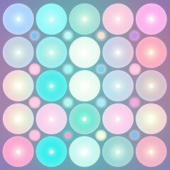 A digital illustration featuring a background of softly colored circles in various pastel hues, arranged in a geometric pattern