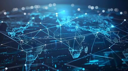world map with connection line