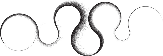 Curved Dry Brush Stroke . Chinese calligraphy . Japanese style . Snake logo. Asian design elements . Looped brush line . Vector