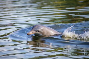 Fototapeta premium freshwater dolphin swim in river water