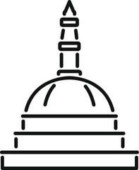 Simple line icon of a traditional buddhist stupa, a sacred monument representing buddhist culture and teachings