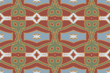 Ikat ethnic seamless pattern design. Abstract geometric Aztec fabric carpet mandala ornaments textile decorations wallpaper. Tribal boho native
