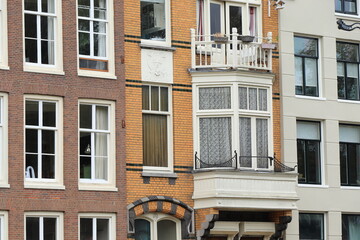 Amsterdam Brouwersgracht Canal House Facades Close Up, Netherlands