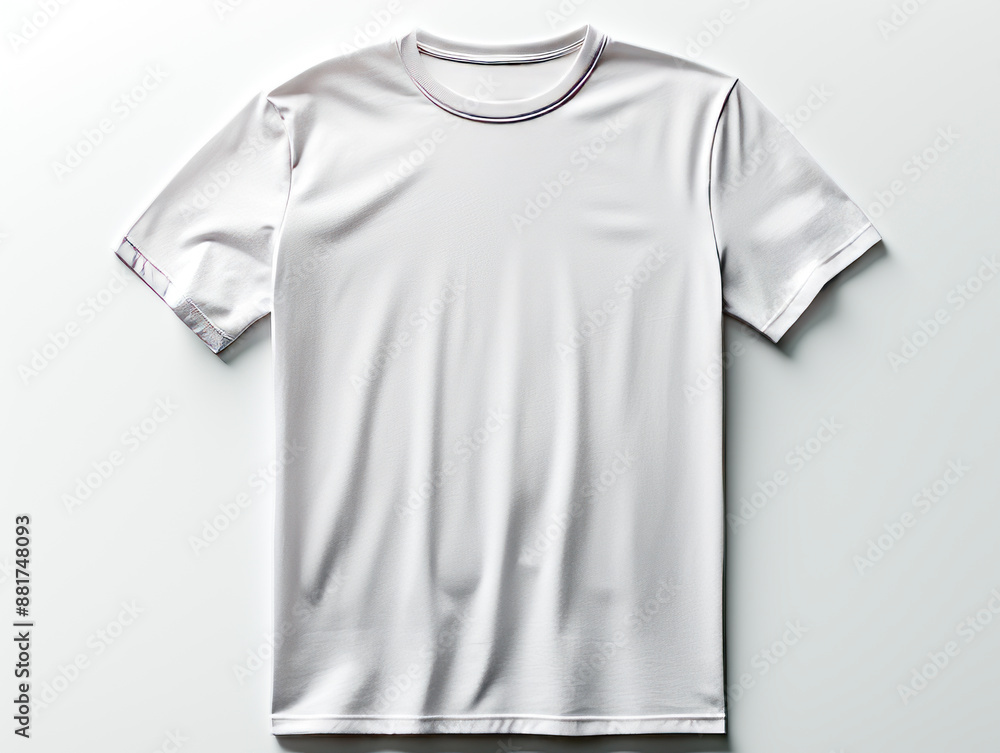 Poster a blank white t-shirt on a clean background, presenting a mockup for branding or design concepts. ge