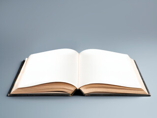 Fototapeta premium Open book with blank pages on a gray background, concept of mockup or template for design presentation. Generative AI