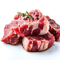raw meat on white background
