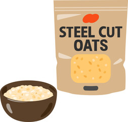 袋入りのスティールカットオーツとオートミール