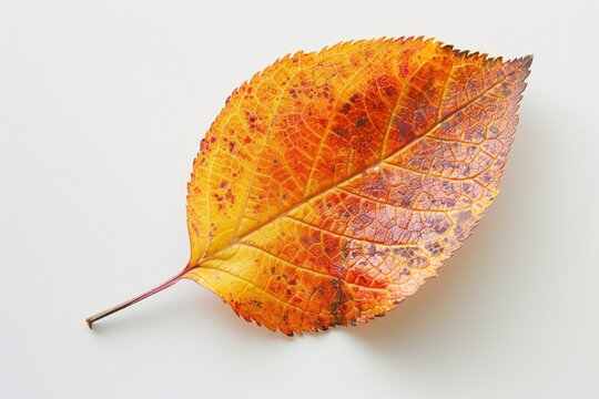 Detailed Autumn Meaple Leaf Isolated on White Background