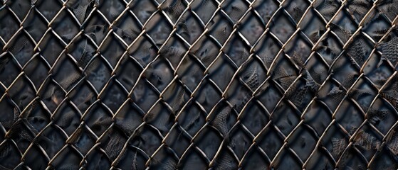 Fototapeta premium Panoramic close-up, high detail scan of coarse mesh fishnet texture, Generative AI 