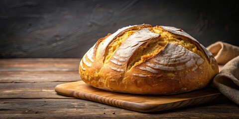 Freshly baked homemade bread with a golden crust, home, baking, kitchen, food, artisan, crusty, loaf, rustic, flour