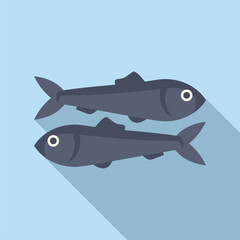 Minimalist illustration featuring two herrings swimming, evoking concepts of seafood, marine life, and healthy eating