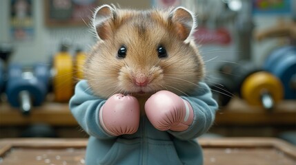 Adorable Hamster in Boxing Gloves - Generative AI