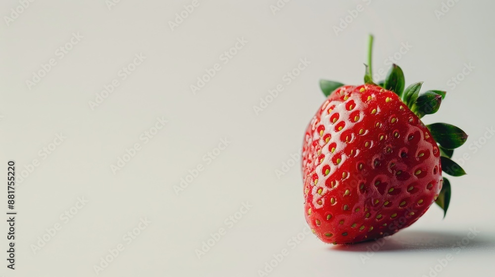 Aufkleber close up of fresh strawberry on white background with copy space