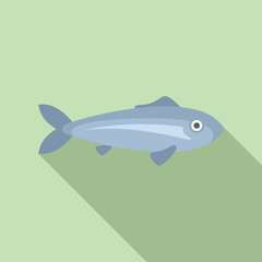 Minimalist illustration featuring a silver fish swimming peacefully in a body of water