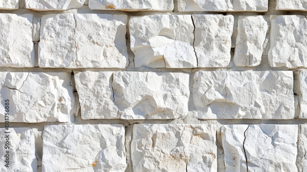 Aufkleber close up of white limestone wall or stone fence abstract bricklaying background emphasizing construc