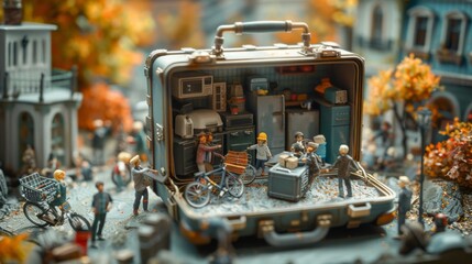 Miniature World Inside a Suitcase