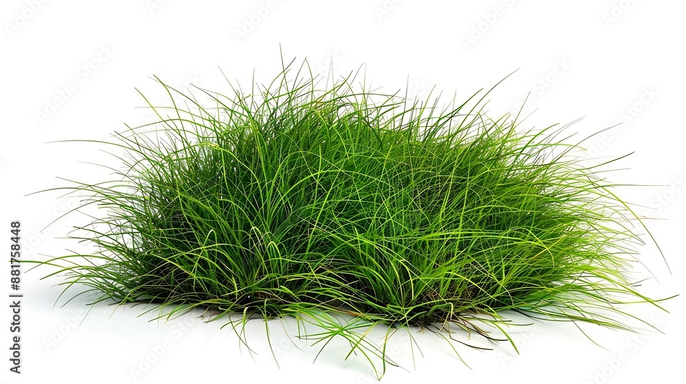 Poster a clump of green grass isolated on a white background : generative ai