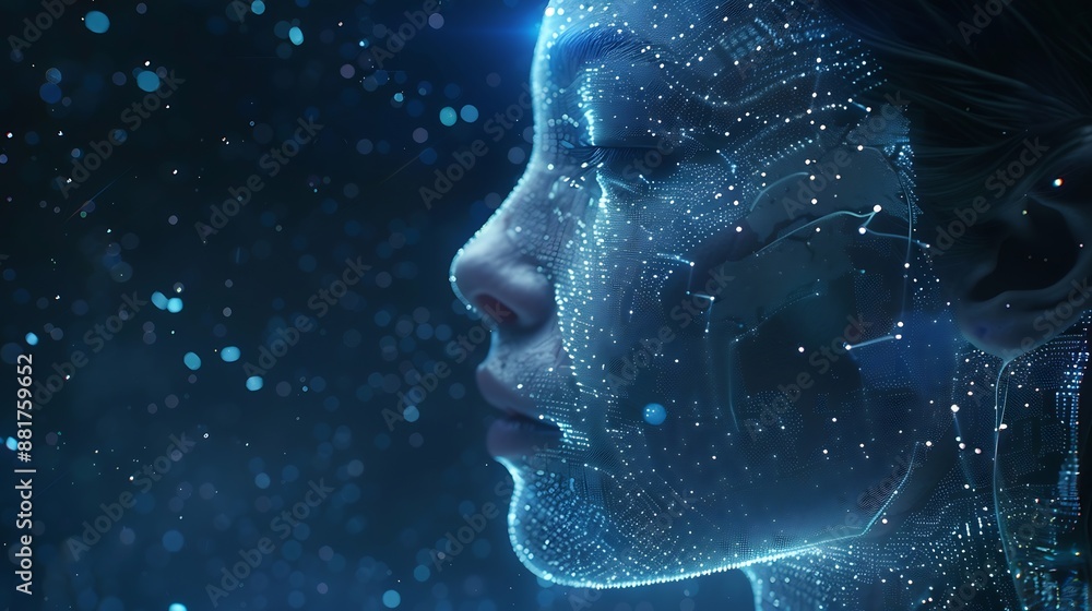 Fototapete chat with AI Artificial intelligence The concept of accessing imagination by feeding commands to Ai to create what is in our mind with futuristic technology through the Internet : Generative AI