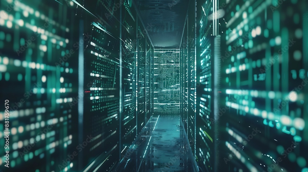 Aufkleber series mainframe in a futuristic representation of a matrix code : Generative AI