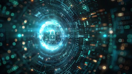 Obraz premium Digital Security and Encryption Concept with Futuristic Interface - Generative AI