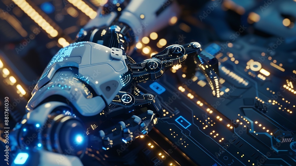Aufkleber AI concept controlling technological tools intelligent robots Development of an artificial code of ethics chips artificial intelligence science and technology and future and global con : Generative AI