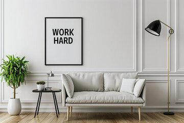 Work Hard frame poster on the wall