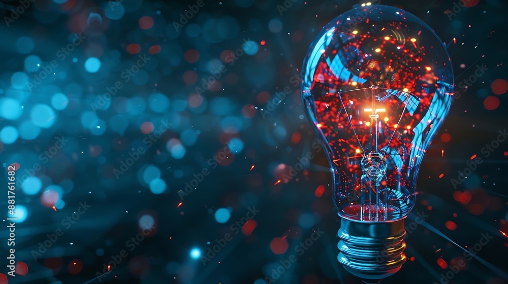 Poster Generate AI technology Machine learning on the big data network Brain data creative in a light bulb to technology smart robot science and artificial intelligence technology innovation  : Generative AI