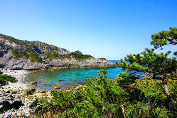 式根島の美しい中の浦海水浴場。

東京都伊豆諸島式根島 - 2021年3月27日。
