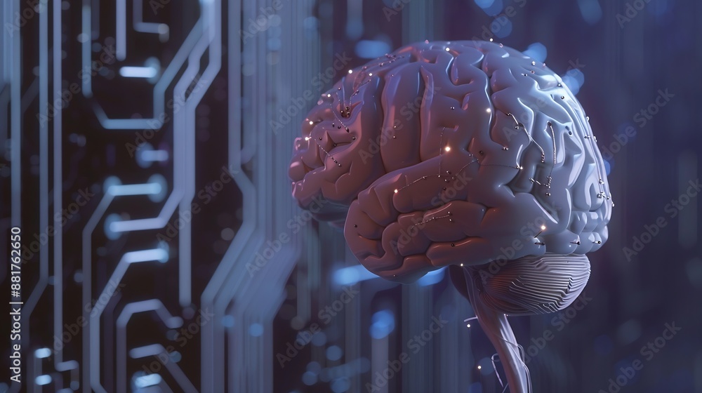 Poster AI Artificial Intelligence concept Deep learning Mindfulness PsychologyBrain Nervous System concept human brain thinking concept Machine learning and artificial intelligence : Generative AI