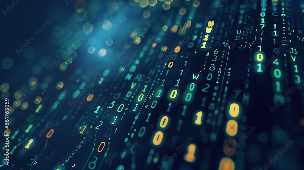 Aufkleber Digital transformation concept Binary code Programming Quantum computer : Generative AI