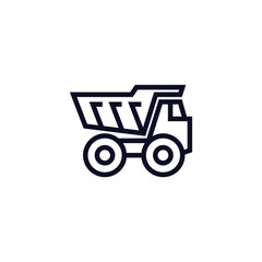 Simple line icon of a dump truck