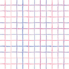 Vector hand drawn cute checkered pattern. Doodle Plaid geometrical simple texture. Crossing lines. Abstract cute delicate pattern ideal for fabric, textile, wallpaper