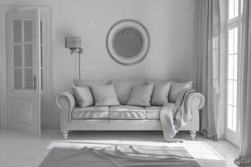 grey sofa in a grey living room beautiful home interior