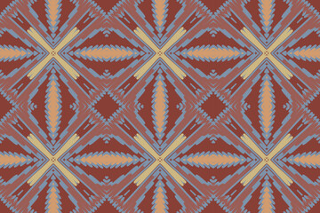 Motif ethnic handmade beautiful Ikat seamles.Ikat ethnic tribal, boho colors seamless wallpaper. Ethnic Ikat abstract background art.Illustration for greeting cards, printing and other design project.