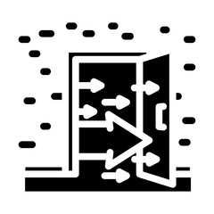 open door progress glyph icon vector. open door progress sign. isolated symbol illustration