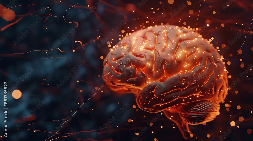 Poster AI Artificial Intelligence concept Deep learning Mindfulness PsychologyBrain Nervous System concept human brain thinking concept Machine learning and artificial intelligence : Generative AI