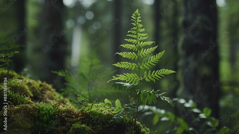 Poster beautiful fern in forest of norway fern leaves close up fern leaf texture in nature background natur