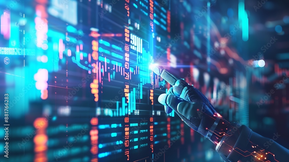 Leinwandbilder Artificial Intelligence AI data tech analytics for kpi accounting big complex business technology algorithm system software website tool write command prompt digital internet support c : Generative AI