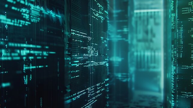 series mainframe in a futuristic representation of a matrix code : Generative AI - Powered by Adobe