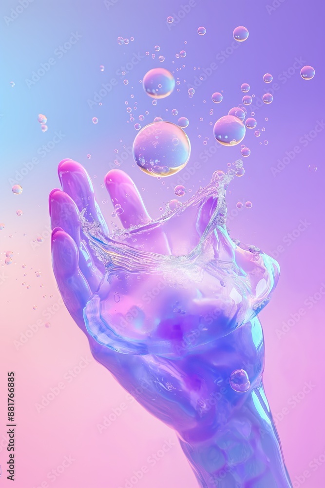 Poster a hand holding a soap bubble