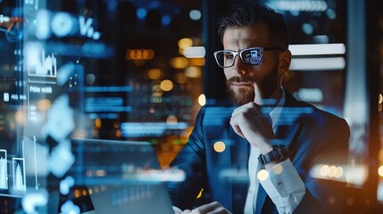 Businessman use artificial intelligence AI technology for enhanced work efficiency data analysis and efficient tools Unlocking work potential with AI solutions chatbot help solve work  : Generative AI