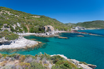view of the west coast of Sardinia with amazing secluded bays