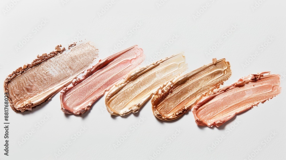 Wall mural Five Shimmery Makeup Swatch Samples On White Background